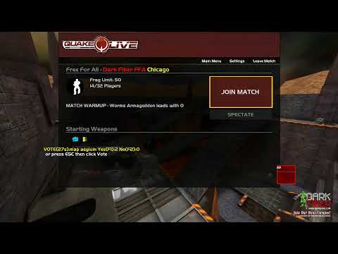 Dark Fiber Live Stream - Quake Live FFA - https://discord.gg/v7bP7WR - Quake Champions