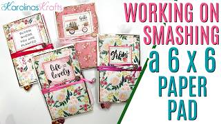 Working on Smashing a 6x6 MEGA Paper Pad using 6x6 Flower Market Paper & I made Paper Bag Journals!