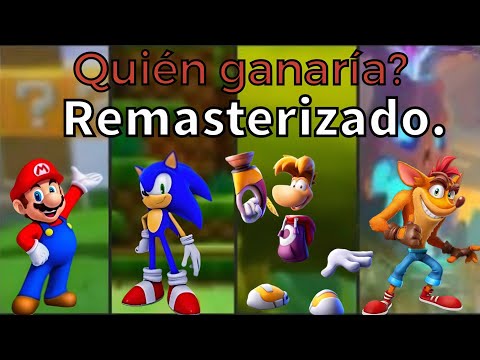 Mario vs Sonic vs Rayman vs Crash / Remasterizado. #supermario #sonic #crashbandicoot #rayman