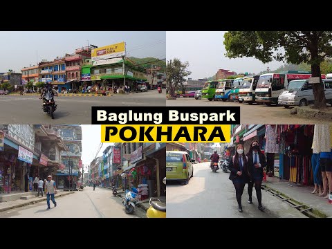 Baglung Buspark, POKHARA - passeio a pé virtual 2022[4K🇳🇵]