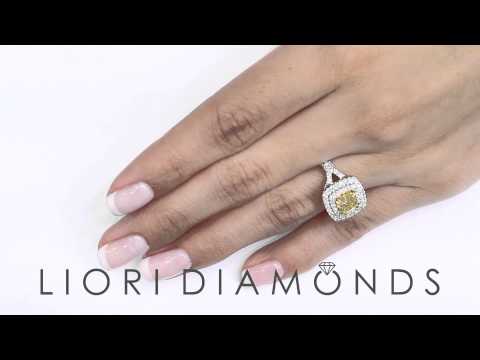 FD-024 - 2.23 Ct. GIA Certified Natural Fancy Yellow Cushion Cut Diamond Engagement Ring