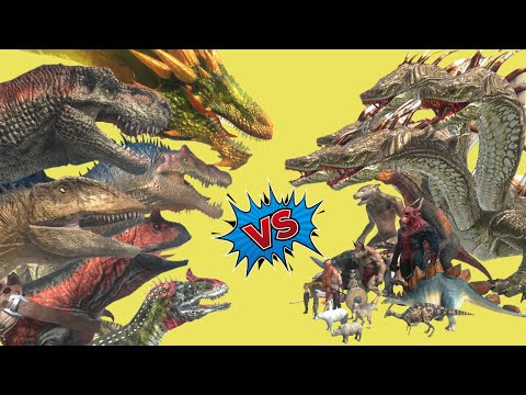 Lets see who will win the battle  Carnivore Dinosaurs VS Infernal Herbivore Dinosaurs, Modern Humans