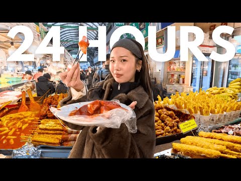 EATING ONLY KOREAN STREET FOOD FOR 24 HOURS 🇰🇷