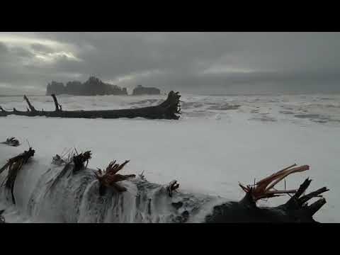 Rialto Beach Olympic Peninsula WA Nov 26 2021 crashing waves, seastacks