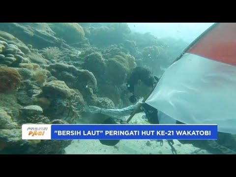 POLRES WAKATOBI KEGIATAN BERSIH LAUT PERINGATI HUT KE-21 WAKATOBI