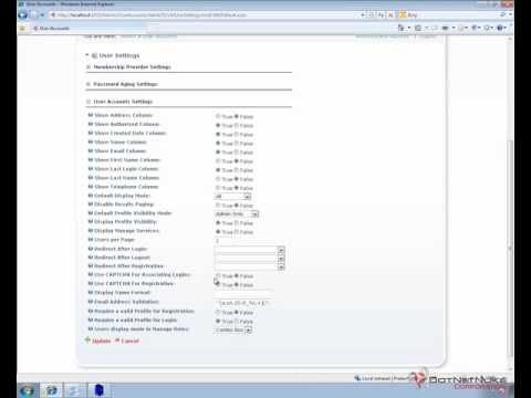 Customizing the User Accounts page in DotNetNuke