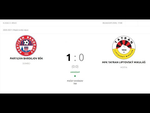 PARTIZÁN BARDEJOV BŠK 1 : 0 MFK TATRAN LIPTOVSKÝ MIKULÁŠ II.LIGA  2. KOLO