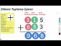 3. Sınıf  Matematik Dersi  Toplama İşlemi Bu videoda 3 basamaklı sayıların eldeli ve eldesiz olarak nasıl toplandığını öğreneceksiniz. konu anlatım videosunu izle