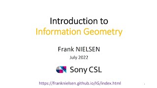 Introduction to Information Geometry by  Frank Nielsen