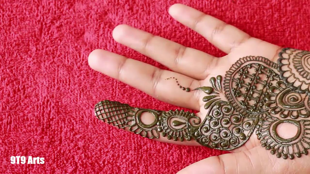 beautiful semi bridal arabic mehndi design for front hand by 9t9 art