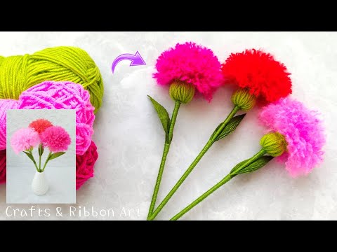 It's Amazing !! Super Easy Flower Craft Ideas with Wool - DIY Beautiful Woolen Flowers - Home Decor