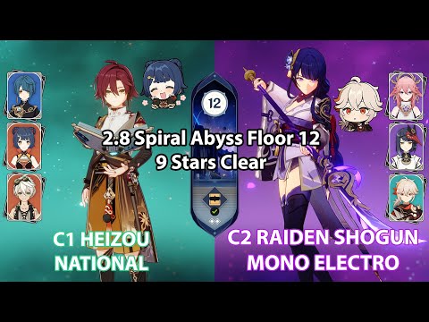 C1 Heizou National & C2 Raiden Shogun Mono Electro | 2.8 Spiral Abyss Floor 12 - Genshin Impact