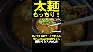 もっちり太麺といえばここ！！林小道を抜けてった先にある隠れ立地の讃岐うどんの名店！！！！　#讃岐うどん #shorts #香川 #グルメ #海侍