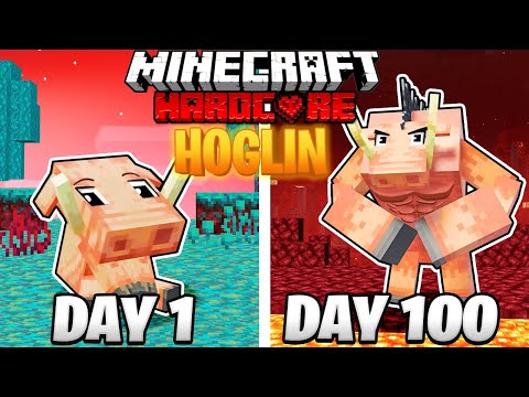 I Survived 100 Days as a HOGLIN in HARDCORE Minecraft!