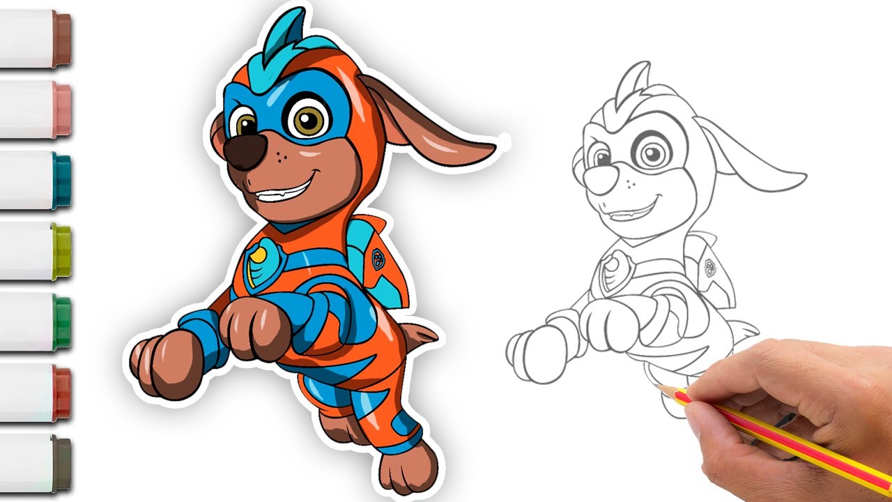 Como colorir o Super Zuma da Patrulha Canina | How to color Mighty Zuma from Paw Patrol
