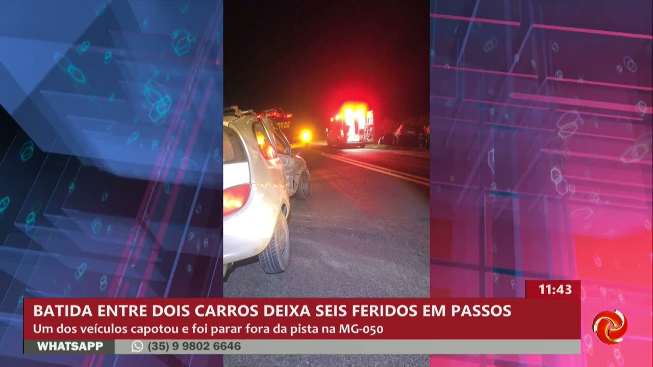 Batida entre dois carros deixa seis feridos em Passos