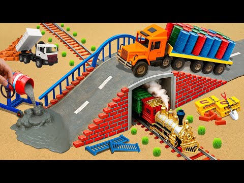 Godzilla Destroys Train | DIY Mini Truck Builds Overpass for Heavy Trucks and Trains After Accident