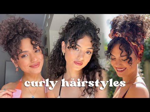 Easy hairstyles for thick curly hair 💕 Tutorials