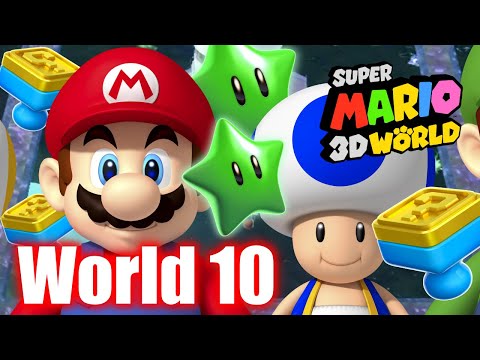 Super Mario 3D World - World 10 (Mushroom World) 100% Playthrough - All Green Stars & All Stamps