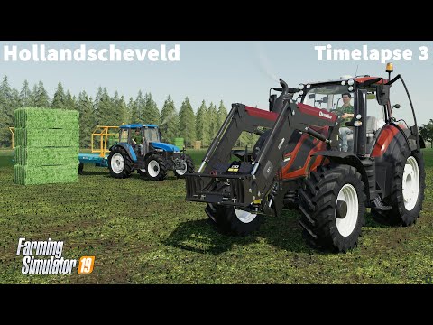 Collecting & Stacking 148 Alfalfa Hay & Straw Bales, Plowing │Hollandscheveld│FS 19│Timelapse #03