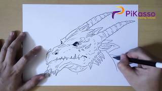 How to Draw a Dragon Head step by step
