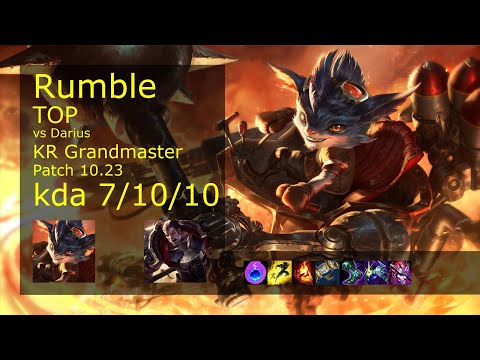 Rumble vs Darius Top - KR Grandmaster 7/10/10 Patch 10.23 Gameplay // [롤] 럼블 vs 다리우스 탑
