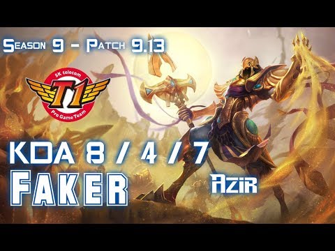 SKT T1 Faker AZIR vs KARMA Mid - Patch 9.13 KR Ranked