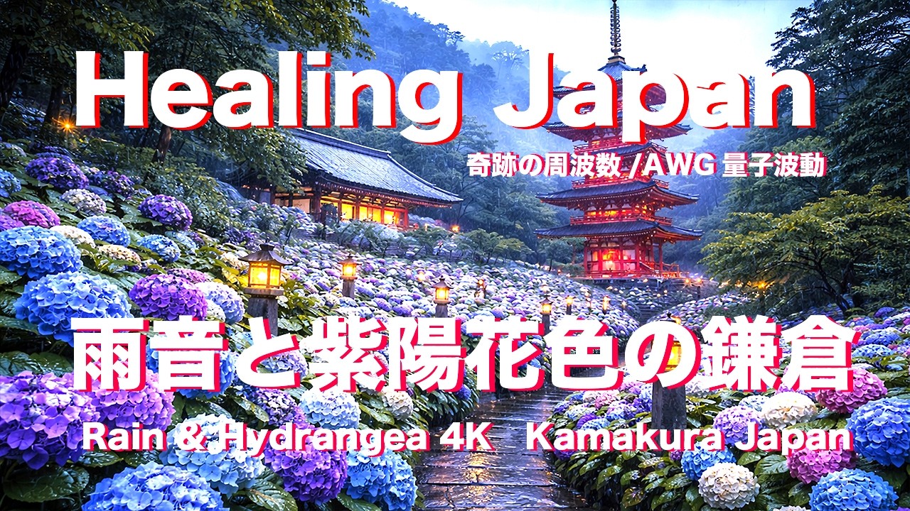 鎌倉「雨音と紫陽花色」。幸運と安らぎを引き寄せる「奇跡の周波数」｜日本の量子波動技術 AWG遠隔調整 [4KJapan]