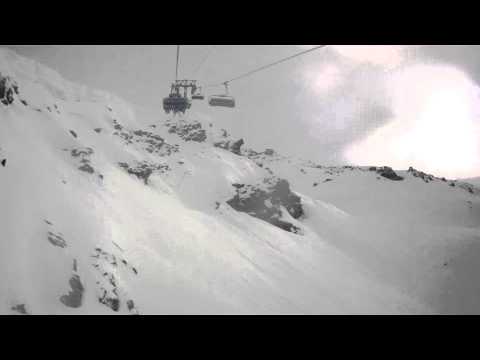 FILE0077 Les Menuires TroisVallees 2013 Chair lift Mont de La Chambre  avalanche prone area near piste Leo Lacroix