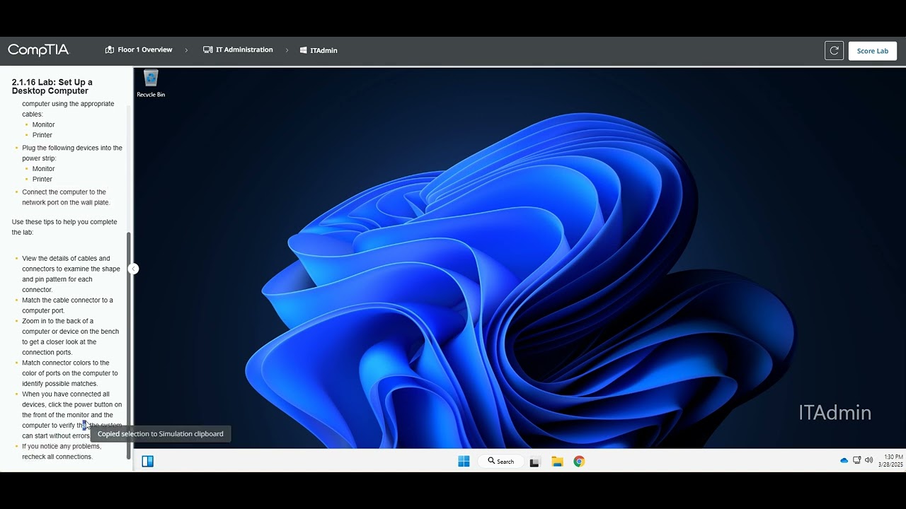 🖥️ CompTIA A+ Lab 2.1.16 — Set Up a Desktop Computer