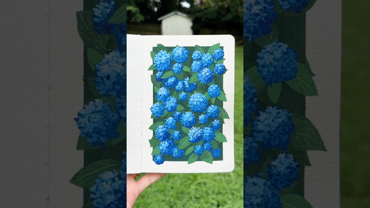 Step by step gouache hydrangeas! They’re not as hard to paint as you’d think 💙 #gouachetutorial