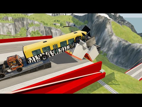 Heavy Vehicle Open Bridge Jumps Through Metal Shed (Crash Test) - BeamNG.drive Insane Jumps