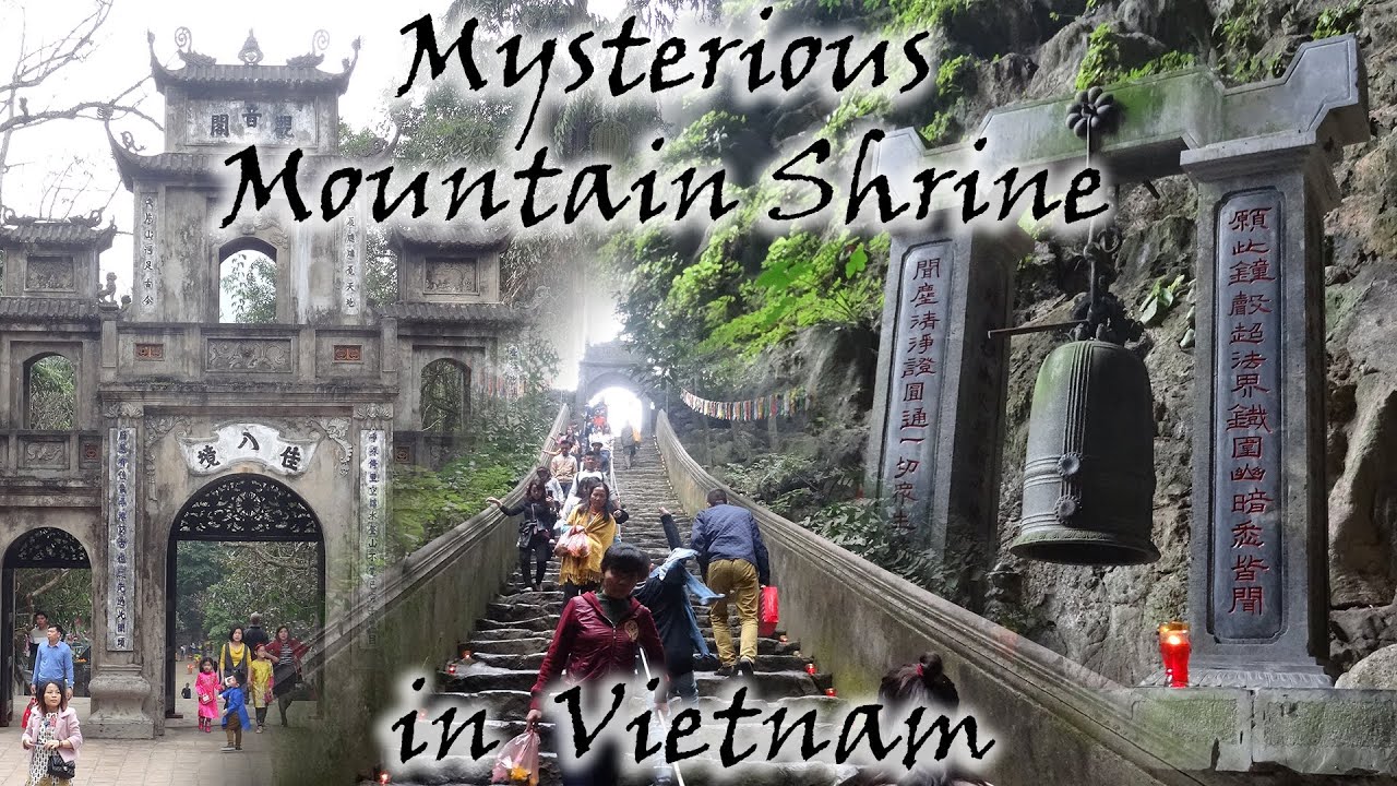 Experience the charm of Perfume Pagoda as a tourist embarks on its visit.