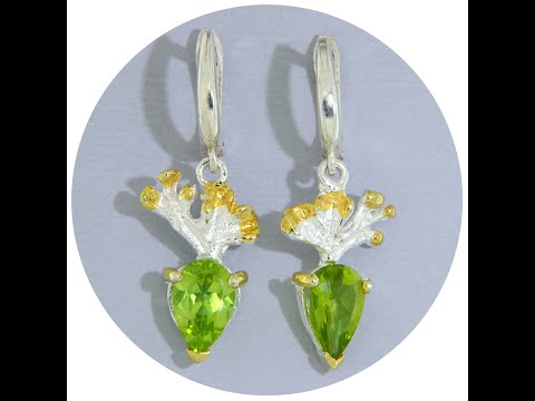Cercei Argint 925 Accente Aurite Peridot Natural - Eleganta Fresh