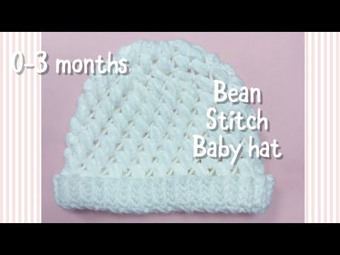 Bean stitch baby hat 0-3 months #75