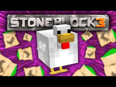 Minecraft StoneBlock 3 | BLOWING UP THICC CHICKENS FOR FAST MOB FARM #3 [Modded Questing Stoneblock]