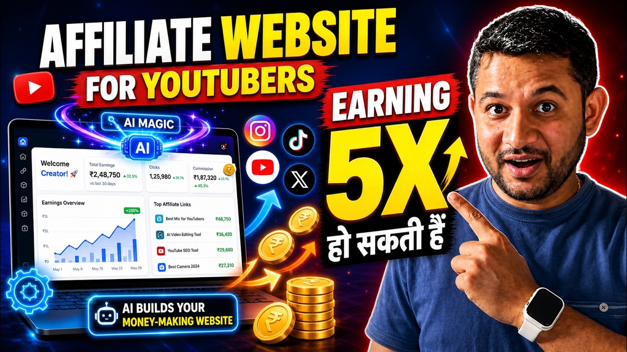 🚀 YouTuber 10 Minutes में AI से  Affiliate Website  कैसे बनाए? | LifeTime Earning Tip