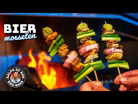 Gegrilde MOSSELEN met bier op de BBQ!