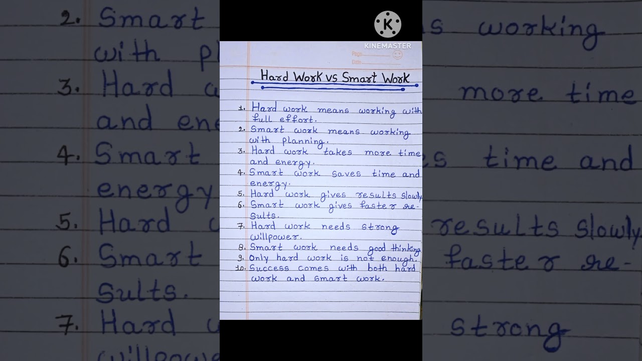 Hard Work vs Smart Work – 10 Simple Lines in English