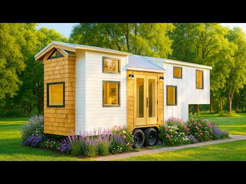 Dieses 35 m² große Tiny House verfügt über zwei Lofts und eine voll ausgestattete Badewanne!