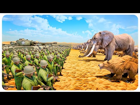500,000 Bear & Elephant vs 1MILLION Humanity ARMY - Ultimate Epic Battle Simulator 2 UEBS 2 (4K)