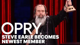 Emmylou Harris Inducts Steve Earle as the Newest Member of the Grand Ole Opry