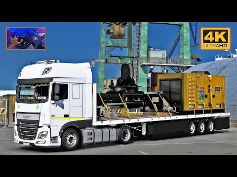 DAF XF E6 460 | ETS2 Gameplay 4K + wheel cam | Liepāja - Olsztyn