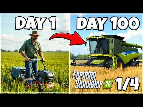I SURVIVED $0 100 DAYS ON THE FLAT MAP In Farming Simulator 25! 1/4