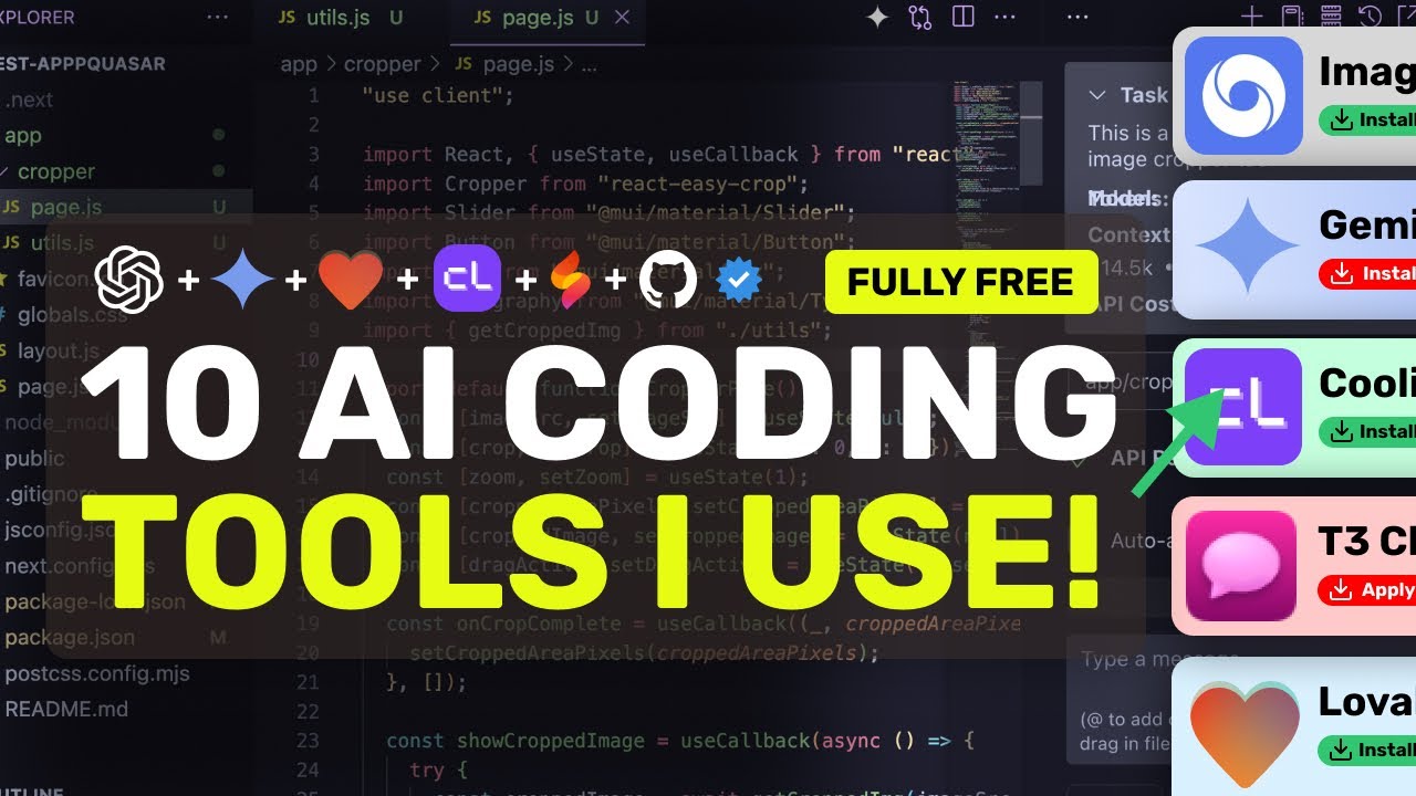 10 CRAZY FREE AI Coding TOOLS: THESE ARE THE AI CODING TOOLS that I USE DAILY!