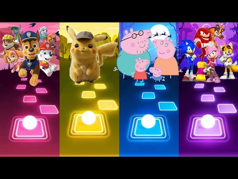 Paw Patrol Team VS Pikachu VS Peppa Pig Team VS Sonic Team - Tiles Hop Edm Rush!