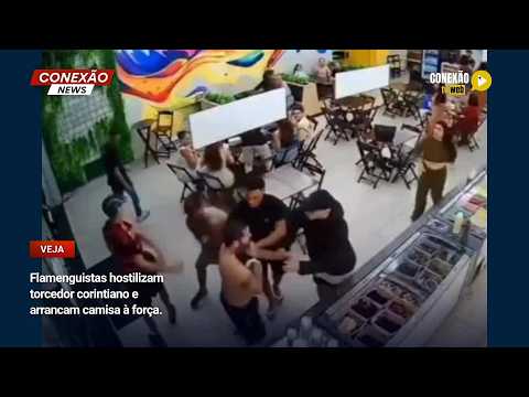 Vídeo: Flamenguistas hostilizam torcedor corintiano e arrancam camisa à força.