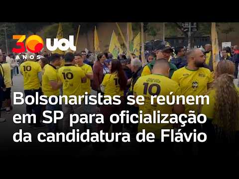 Bolsonaristas se reúnem em São Paulo para oficialização da candidatura de Flávio à Presidência