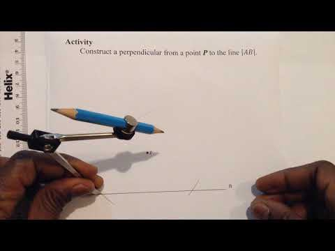 Construct a perpendicular from a point P to the line |AB|.