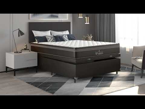 Cama Box Casal Baú + Colchão Paris Molas Ensacadas Pocket